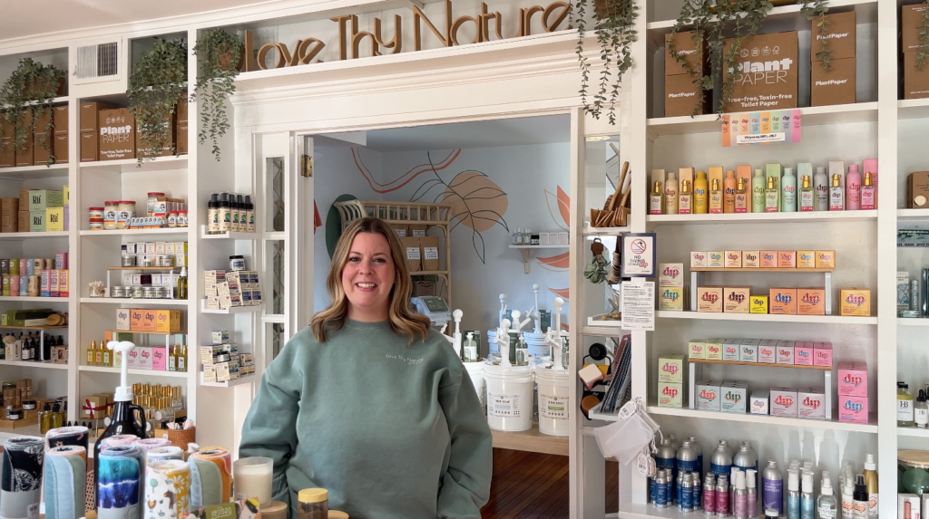 Dana Jeffas inside Love Thy Nature Refillery in Medford, NJ